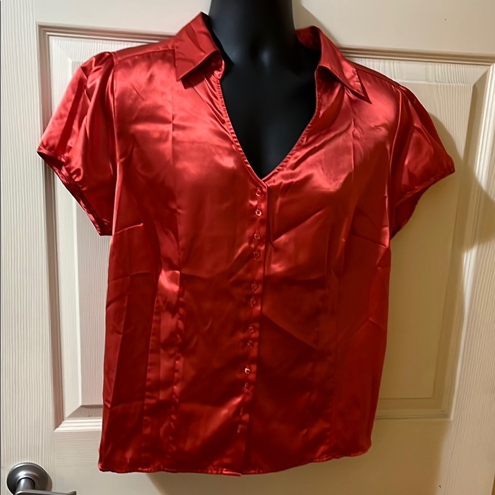 Lane Bryant Vibrant Orange Satin Blouse 14/16